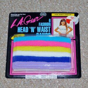 1985 L.A. Gear Neon 6 Fashion Head 'N' Waist Bands Set MOC Brand New Child Size